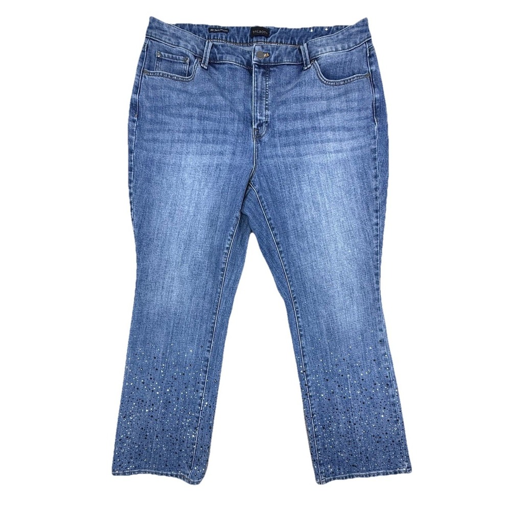 Talbots Jeans Womens 18W Barely‎ Bootcut Rhinestone Denim Sparkle Glam